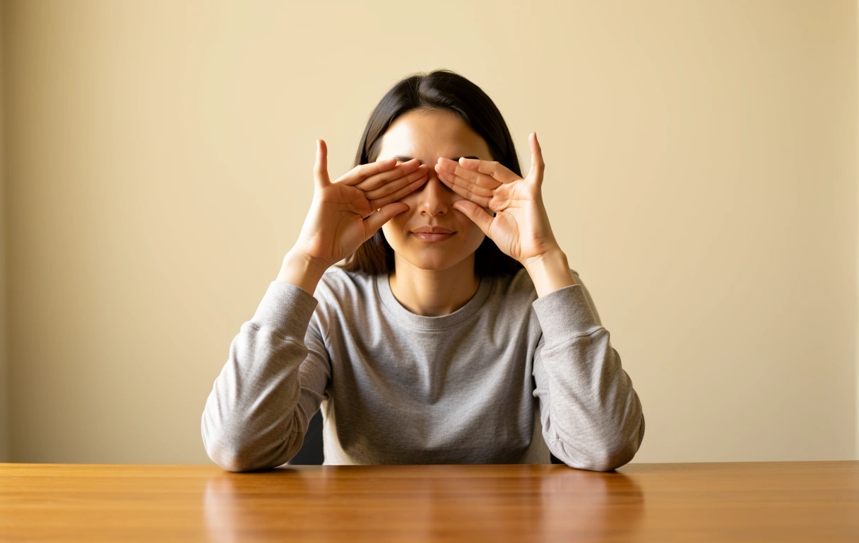 Person beim Palmieren am Schreibtisch